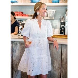 Tuckernuck Elegant White Eyelet Mini Dress